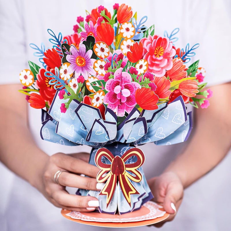 Paper Love HugePop 3D Vibrance Bouquet Pop Up Card, with Detachable Paper Flower Bouquet, Gift for Birthday, Anniversary, Thank You, All Occasion - Jumbo 10" x 14" Cards - Includes Envelope and Note - Image 2