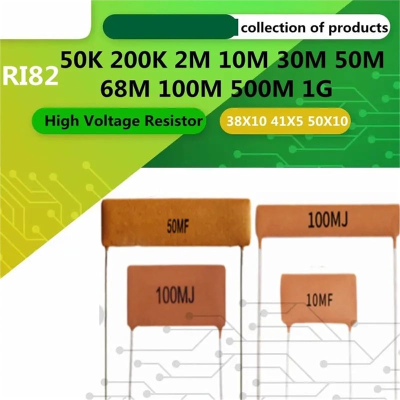 2PCS High Voltage Resistor RI82 1G 500M 100M 68M 50M 30M 10M 2M 200K 50K Chip Thick Film Glass Glaze High-Voltage Resistors(RI82-41X5-100MJ) - Image 3