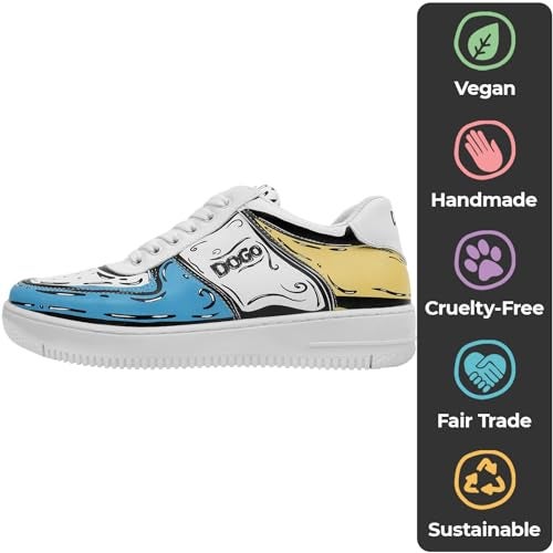 DOGO White Sneakers for Women - Handmade Women's Fashion Sneakers, Vegan Leather and Unique Design Dice Sneakers Dogo Sketch Design, Size 6 - Image 3