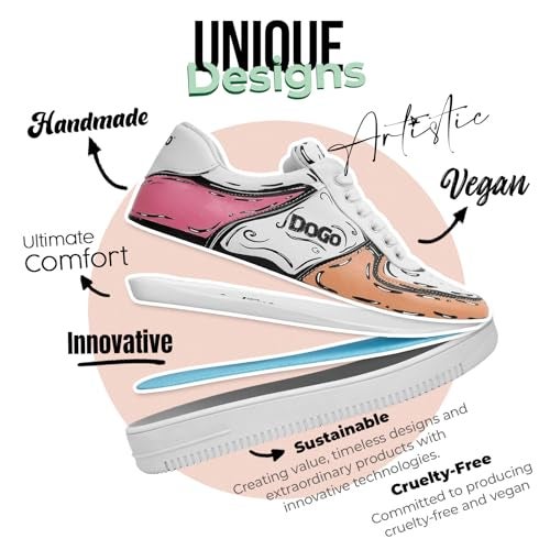 DOGO White Sneakers for Women - Handmade Women's Fashion Sneakers, Vegan Leather and Unique Design Dice Sneakers Dogo Sketch Design, Size 6 - Image 4