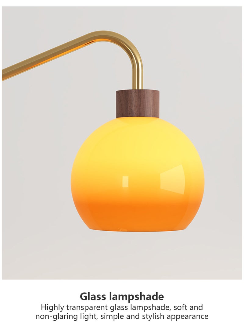 Onelight Sunset Color Glass Shade Floor Lamp with Wood Finish Stand and Shelf Three Light Color Options Foot Switch Ideal for Living Room and Bedroom Standing Lamp - Image 4