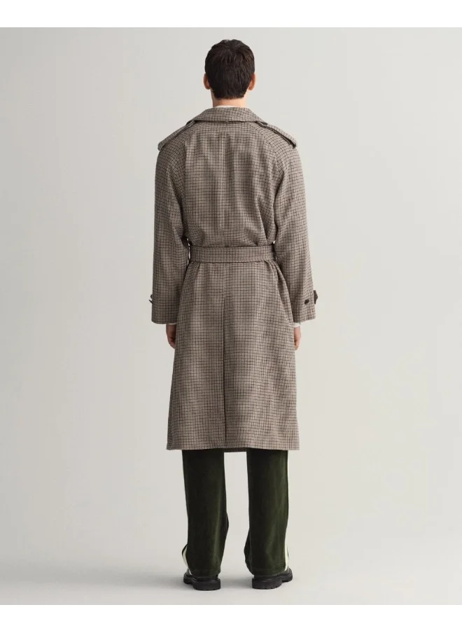 GANT Gant Houndstooth Wool Trench Coat