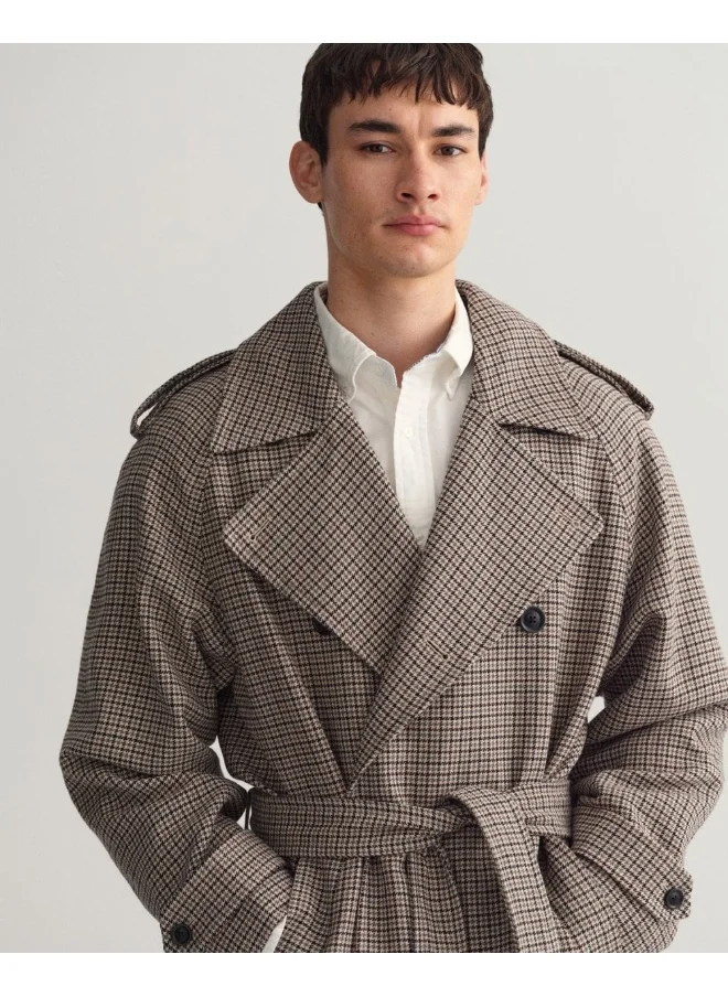 GANT Gant Houndstooth Wool Trench Coat