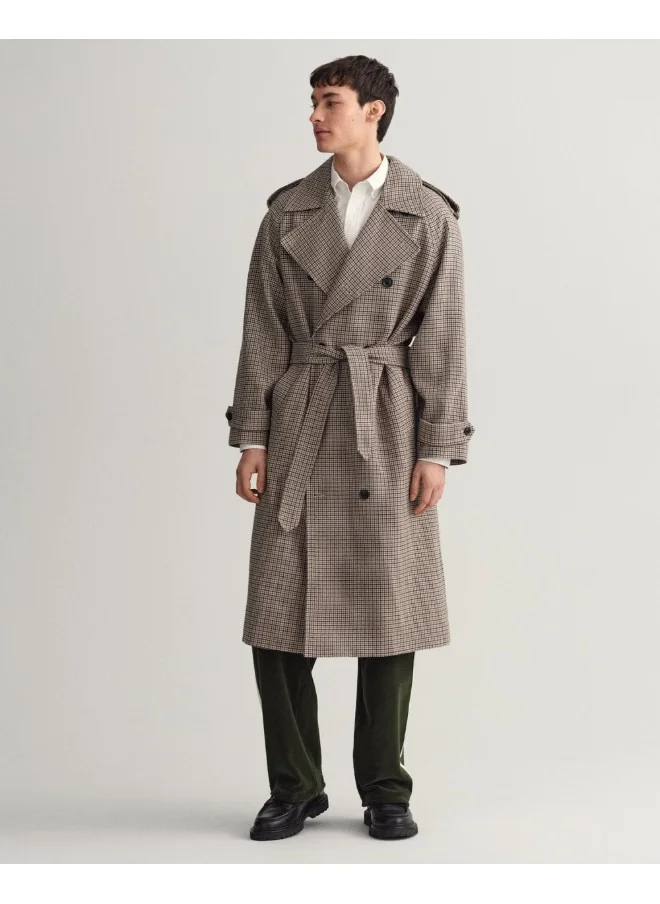 GANT Gant Houndstooth Wool Trench Coat