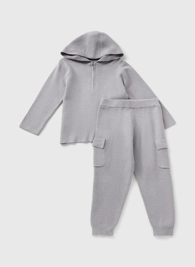 Matalan Boys Grey Knit Hoodie & Jogger Set