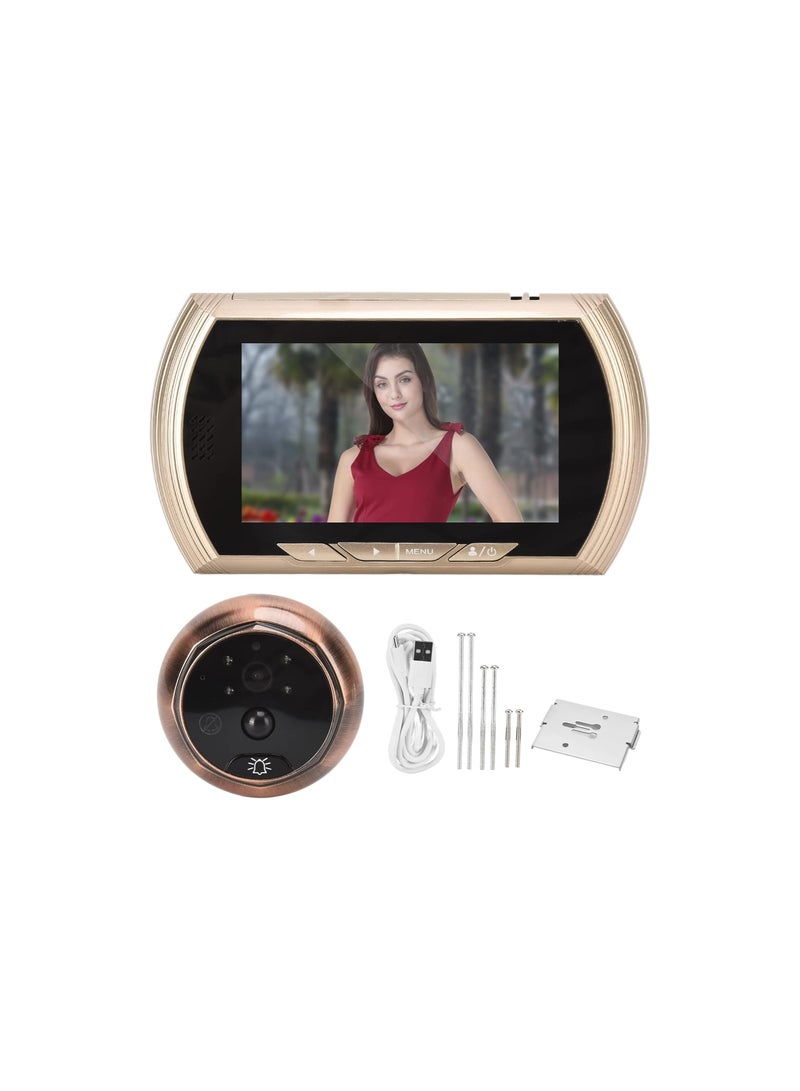 Digital Door Viewer with 4.5in LCD Screen, Night Vision, Wide 170° Angle, Motion Detection – Home Doorbell Camera (Gold) - Image 2