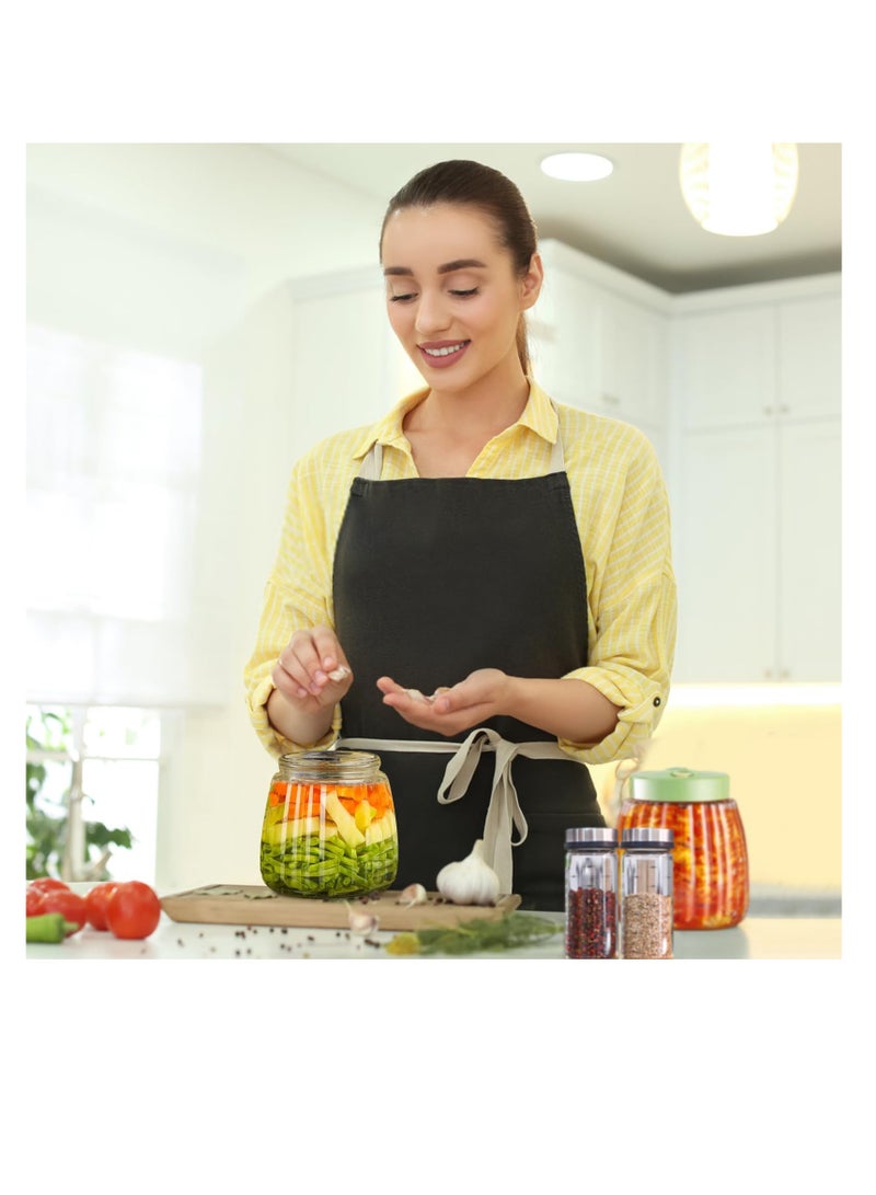 SYOSI جرار تخمير، 2 قطعة جرار زجاجية، 1 لتر حاوية كيمتشي، جرار تخمير مع 2 فتحة تهوية، جرار تخزين شفافة لكيمتشي، لجرار كيمتشي، مخلل، وبدء العجين الحامضي - Image 2