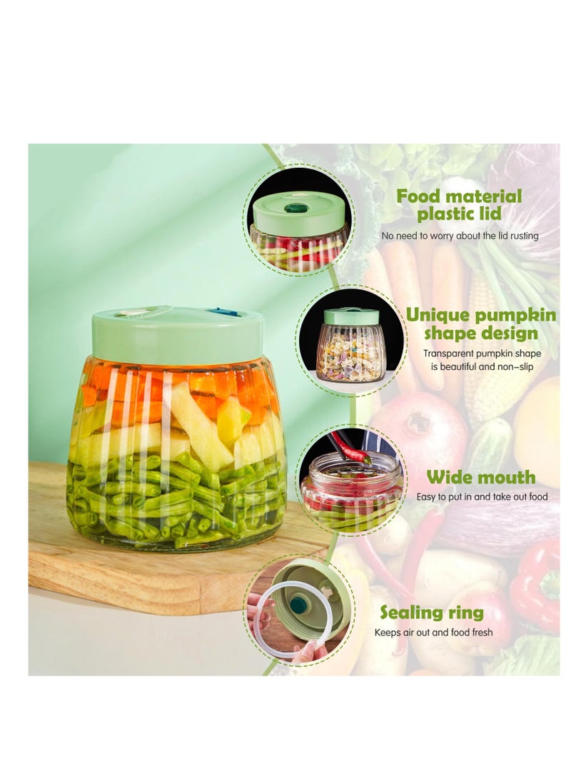 SYOSI جرار تخمير، 2 قطعة جرار زجاجية، 1 لتر حاوية كيمتشي، جرار تخمير مع 2 فتحة تهوية، جرار تخزين شفافة لكيمتشي، لجرار كيمتشي، مخلل، وبدء العجين الحامضي - Image 3