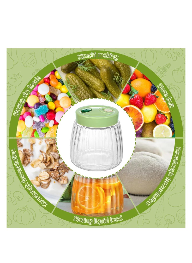 SYOSI جرار تخمير، 2 قطعة جرار زجاجية، 1 لتر حاوية كيمتشي، جرار تخمير مع 2 فتحة تهوية، جرار تخزين شفافة لكيمتشي، لجرار كيمتشي، مخلل، وبدء العجين الحامضي - Image 5