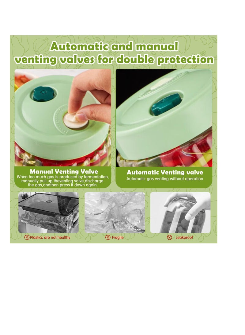 SYOSI جرار تخمير، 2 قطعة جرار زجاجية، 1 لتر حاوية كيمتشي، جرار تخمير مع 2 فتحة تهوية، جرار تخزين شفافة لكيمتشي، لجرار كيمتشي، مخلل، وبدء العجين الحامضي - Image 4