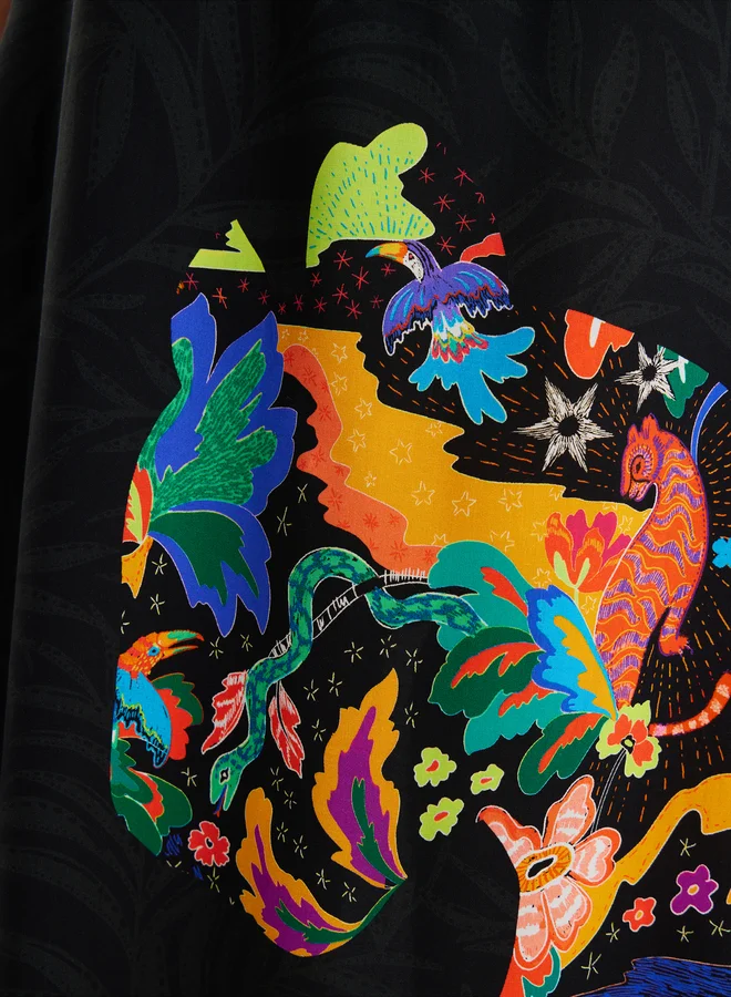 DESIGUAL Jungle Design Maxi Halter Neck Dress
