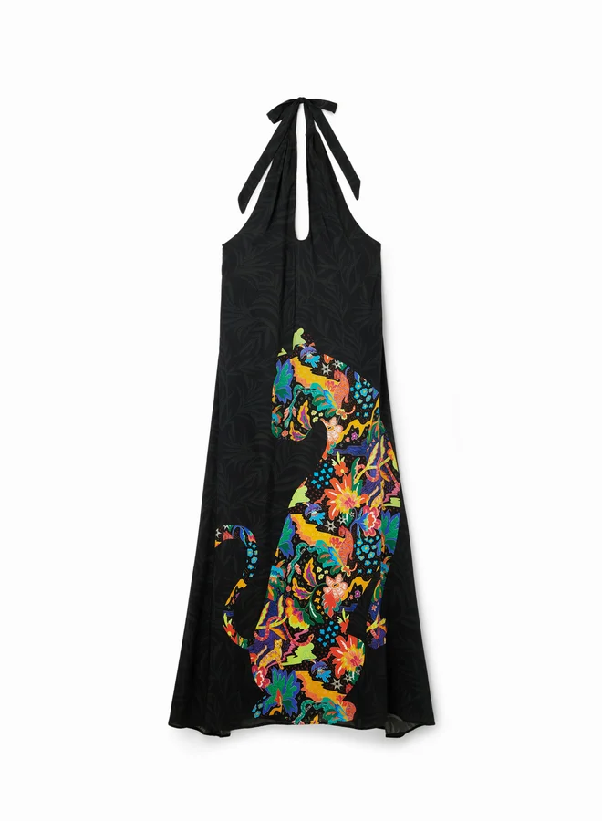 DESIGUAL Jungle Design Maxi Halter Neck Dress
