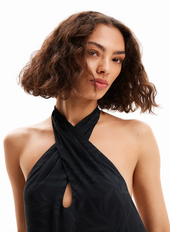 DESIGUAL Jungle Design Maxi Halter Neck Dress