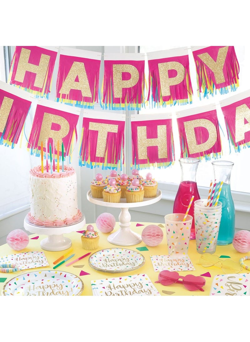 يونيك لافتة زينة عيد ميلاد سعيد باللون الوردي الذهبي اللامع 335 سم - Image 3