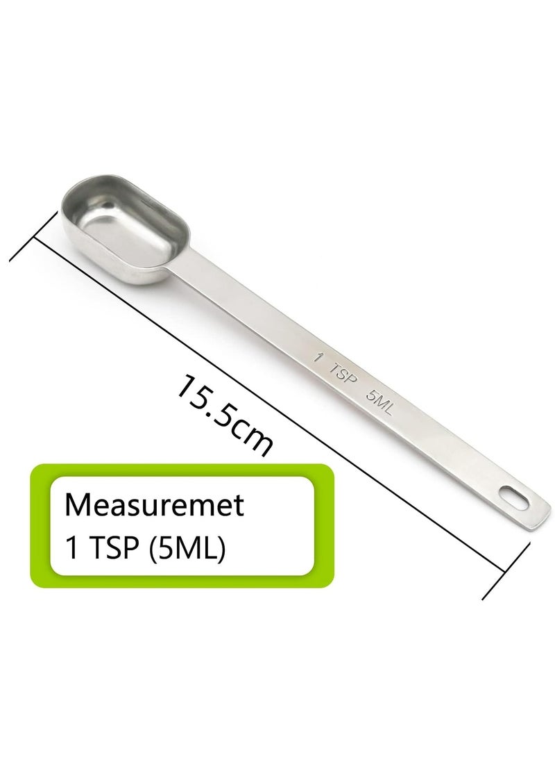 Oasisgalore 2 Pcs Stainless Steel Single Measuring Spoon - 1 Teaspoon, Long Handle - Image 4