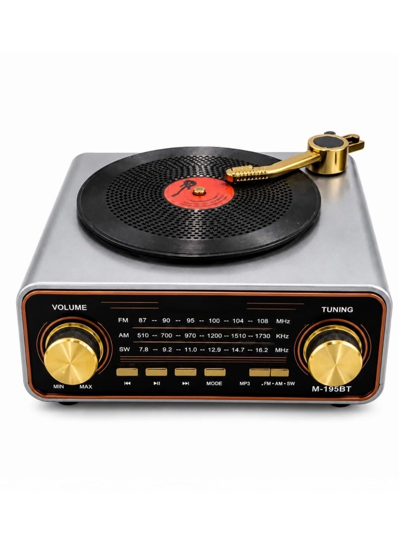 Radio with Bluetooth music player, 3 FM/AM/SW bands, Type C charging, USB input, TF card slot, and battery. - Image 1