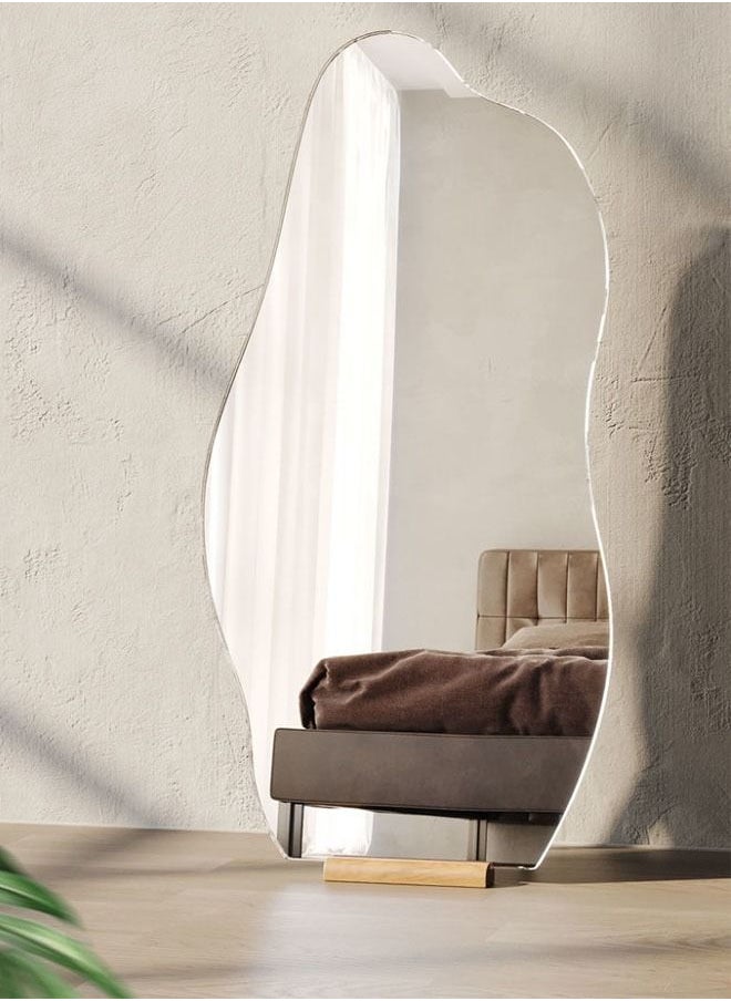 fashionhome Modern Scandinavian Design Full Length Mirror Standing Hanging or Leaning Against Wall Large Bedroom Mirror Floor Mirror Dressing Mirror Wall-Mounted Mirror Wood Frame Round Corner 48 x 158 Centimeter  - Image 2