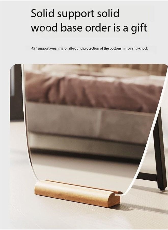 fashionhome Modern Scandinavian Design Full Length Mirror Standing Hanging or Leaning Against Wall Large Bedroom Mirror Floor Mirror Dressing Mirror Wall-Mounted Mirror Wood Frame Round Corner 48 x 158 Centimeter  - Image 5