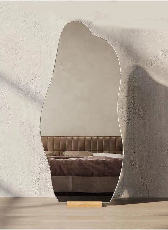 fashionhome Modern Scandinavian Design Full Length Mirror Standing Hanging or Leaning Against Wall Large Bedroom Mirror Floor Mirror Dressing Mirror Wall-Mounted Mirror Wood Frame Round Corner 48 x 158 Centimeter  - Image 1