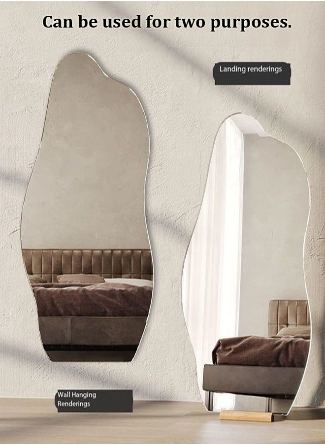 fashionhome Modern Scandinavian Design Full Length Mirror Standing Hanging or Leaning Against Wall Large Bedroom Mirror Floor Mirror Dressing Mirror Wall-Mounted Mirror Wood Frame Round Corner 48 x 158 Centimeter  - Image 4
