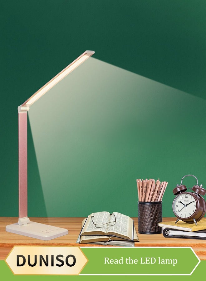 DUNISO LED desk lamp, USB touch reading light, eye protection office light, 3 level dimming, rotatable and foldable, suitable for living room, study, bedroom and office, 28 * 51cm - Image 1