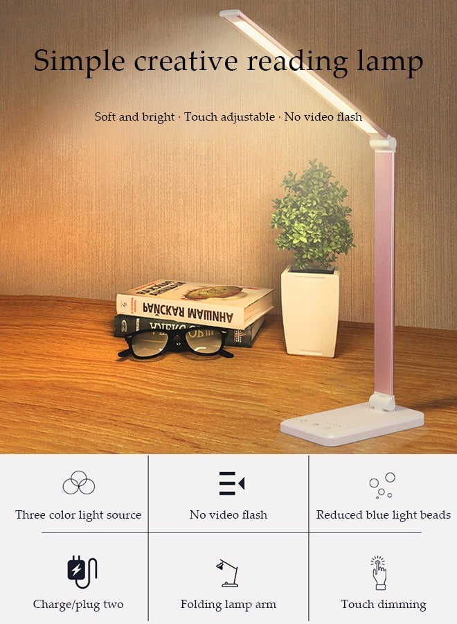 DUNISO LED desk lamp, USB touch reading light, eye protection office light, 3 level dimming, rotatable and foldable, suitable for living room, study, bedroom and office, 28 * 51cm - Image 3