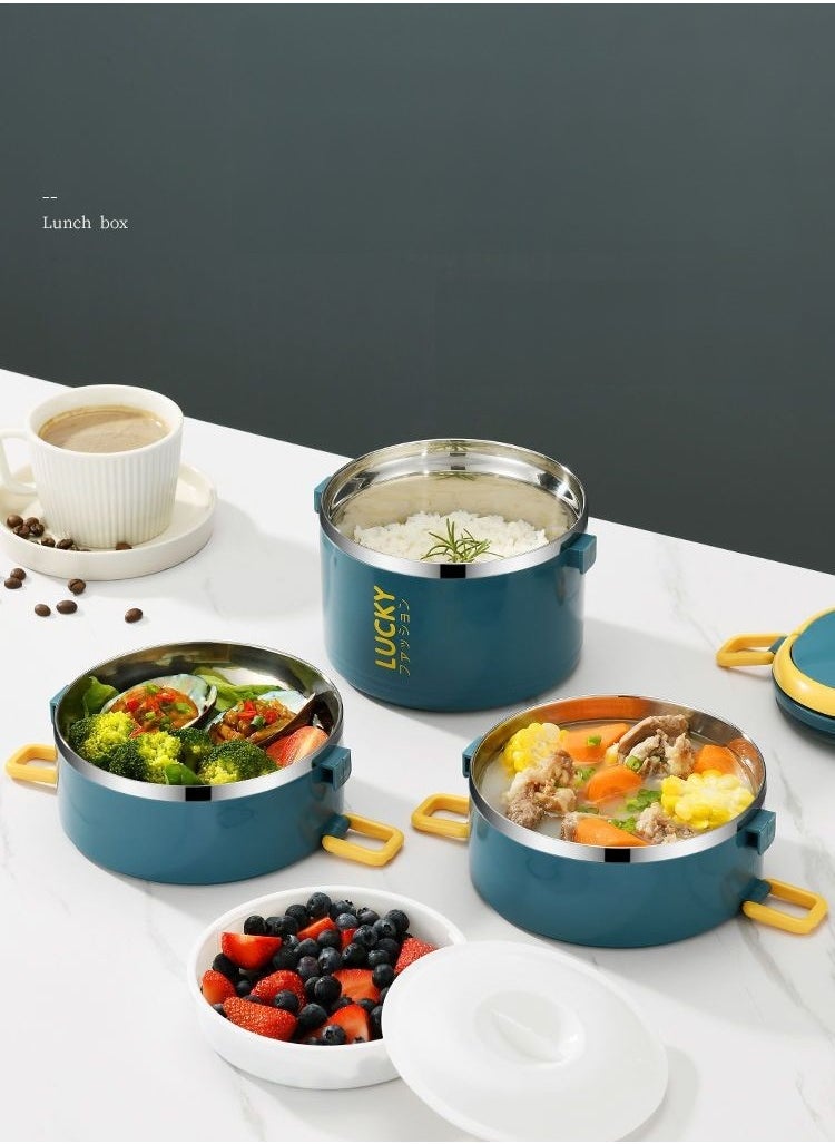 Generic - Portable Large-Capacity Compartmented Lunch Box With Soup Bowl Stainless Steel Insulated Lunch Box - Image 1