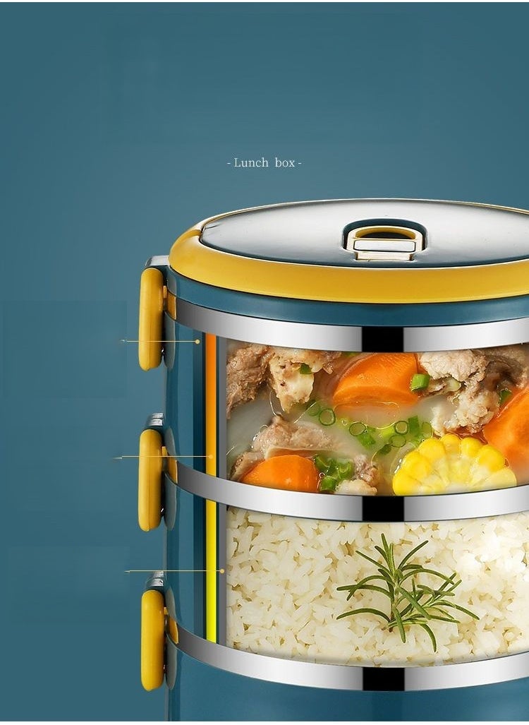 Generic - Portable Large-Capacity Compartmented Lunch Box With Soup Bowl Stainless Steel Insulated Lunch Box - Image 1