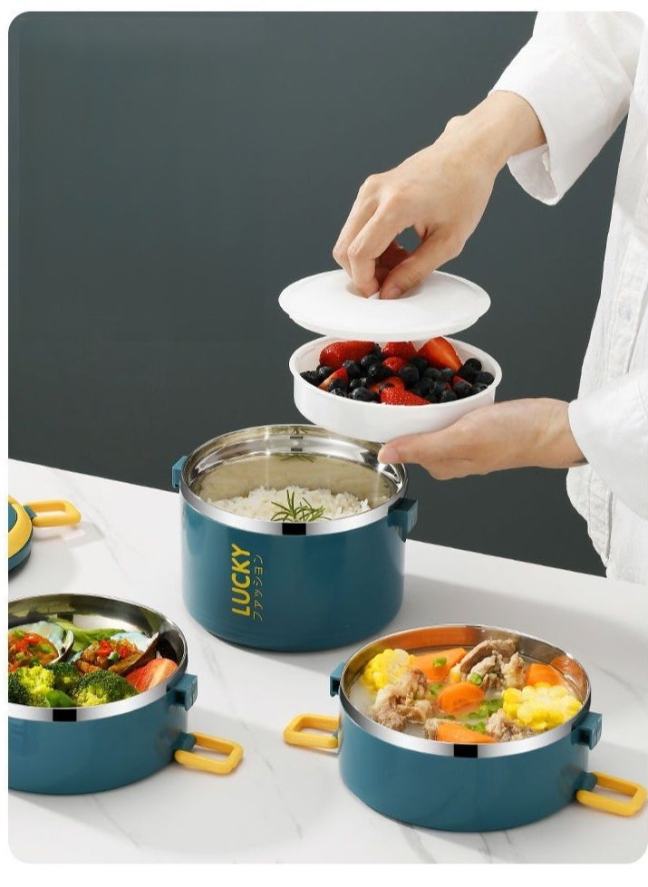 Generic - Portable Large-Capacity Compartmented Lunch Box With Soup Bowl Stainless Steel Insulated Lunch Box - Image 1