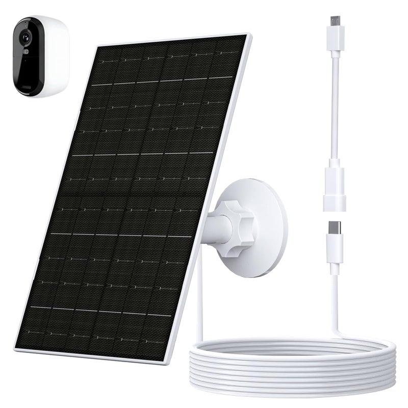 VUEBEE 7W Solar Panel for Arlo Essential 2K 2nd Gen Essential XL Spotlight Cameras USBC Solar Charger for 5V Battery Cameras IP66 Waterproof 360 Adjustable Mount 98ft Cable - Image 2