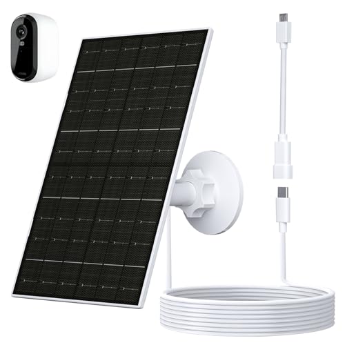 VUEBEE 7W Solar Panel for Arlo Essential 2K 2nd Gen Essential XL Spotlight Cameras USBC Solar Charger for 5V Battery Cameras IP66 Waterproof 360 Adjustable Mount 98ft Cable - Image 1