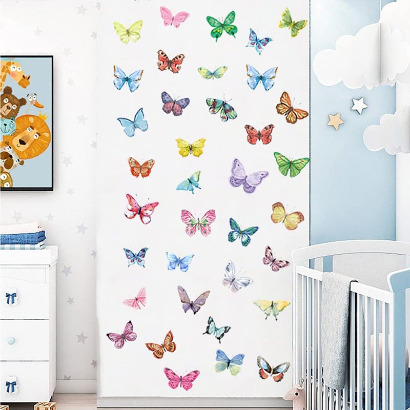 AOWDIAO Watercolor Butterfly Peel and Stick Wall Decals for Girls Bedroom Nursery Room Decor - Image 5