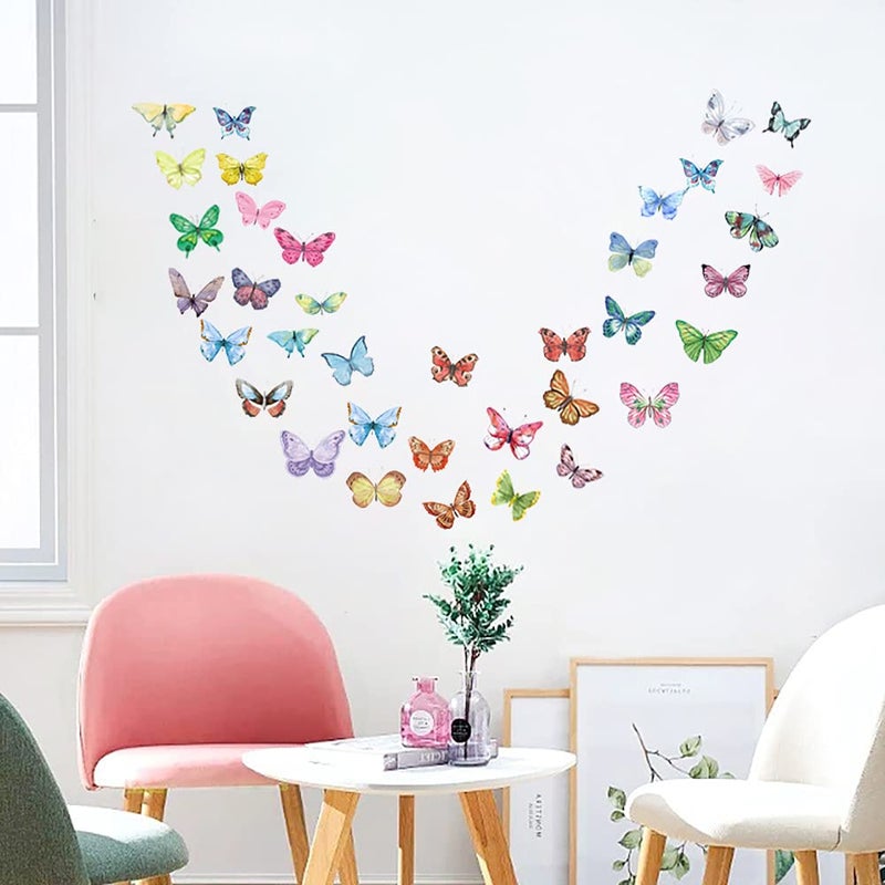 AOWDIAO Watercolor Butterfly Peel and Stick Wall Decals for Girls Bedroom Nursery Room Decor - Image 4