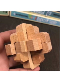 Generic Kongming Lock Luban Lock Set Building Blocks Educational Children's Toys Hot Sale Year Gift Cloud Wood-Color:YLG Beech High-end 9-piece Beech  - Image 3