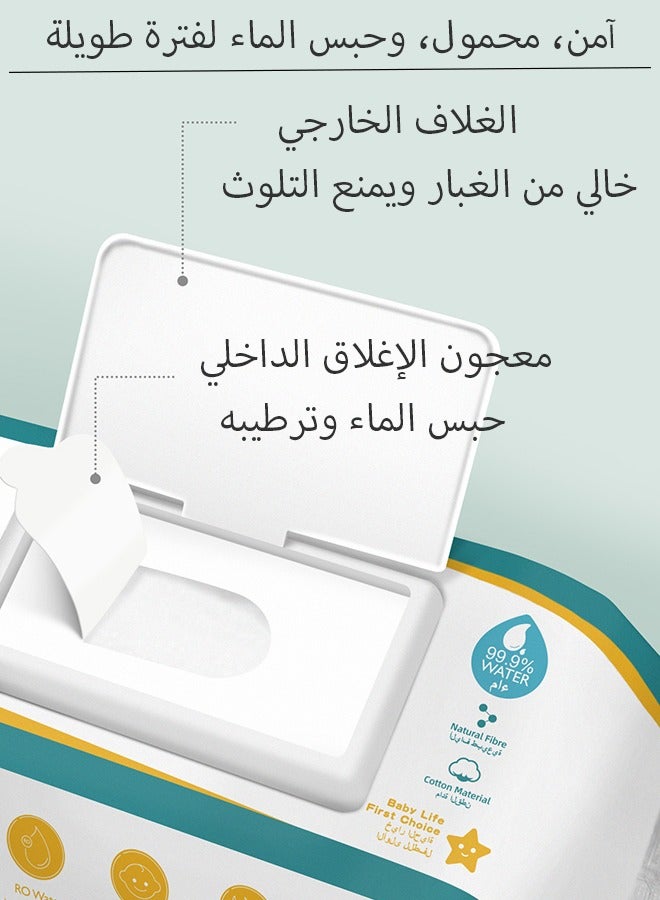 مناديل الأطفال المائية بنسبة 99.9%، مناديل مبللة للأطفال للتهدئة والحماية، خالية من الكحول وغير معطرة للبشرة الحساسة، 3 × 80 (240 منديل).