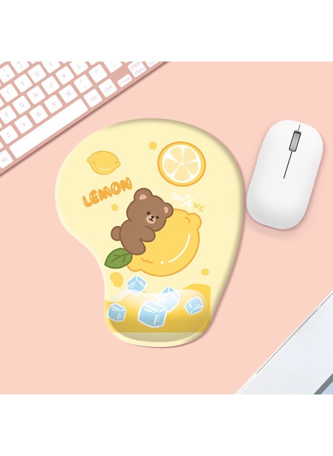 Generic - Comfortable Simple Cartoon Series Silicone Wrist Rest Mouse Pad Office Gaming Anti-slip Desk Mat Wrist Support Hand Rest Pad-Color:Color Map Opp Packaging-Pattern:MH028-5-Bear And Lemon - Image 1