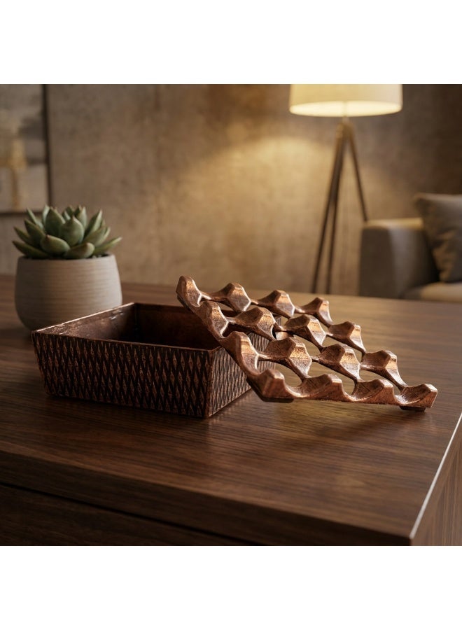 Decorative Ashtray with Geometric Design in Bronze – Made in Tyrkey - Image 1