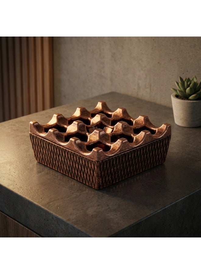 Decorative Ashtray with Geometric Design in Bronze – Made in Tyrkey - Image 4