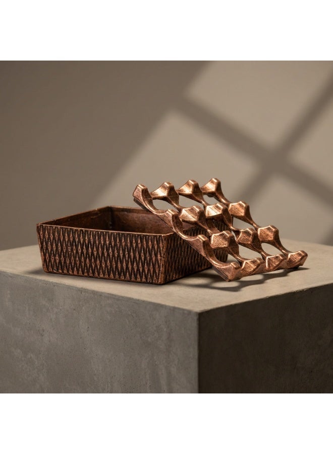 Decorative Ashtray with Geometric Design in Bronze – Made in Tyrkey - Image 3