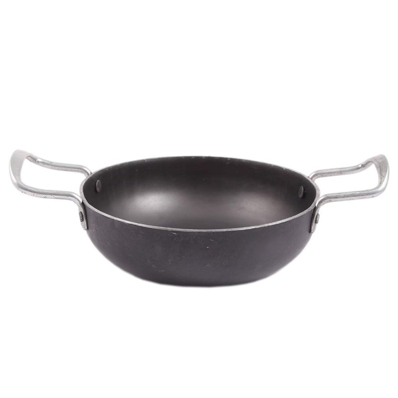 KITCHEN SHOPEE iron Traditional deep KadaiFrying Pan Cooking Fry Kadhai Heavy Base with handle Handmade Multipurpose use 10 in 25 cm 3 Liter Induction Friendly black Color - Image 1