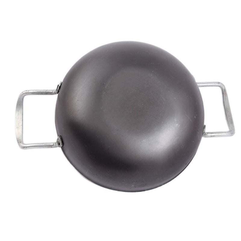 KITCHEN SHOPEE iron Traditional deep KadaiFrying Pan Cooking Fry Kadhai Heavy Base with handle Handmade Multipurpose use 10 in 25 cm 3 Liter Induction Friendly black Color - Image 2