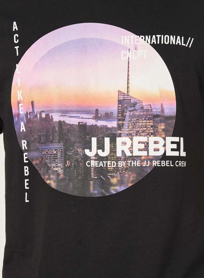 JJ Rebel JJ REBEL Photo Graphic Print Crew Neck T-Shirt