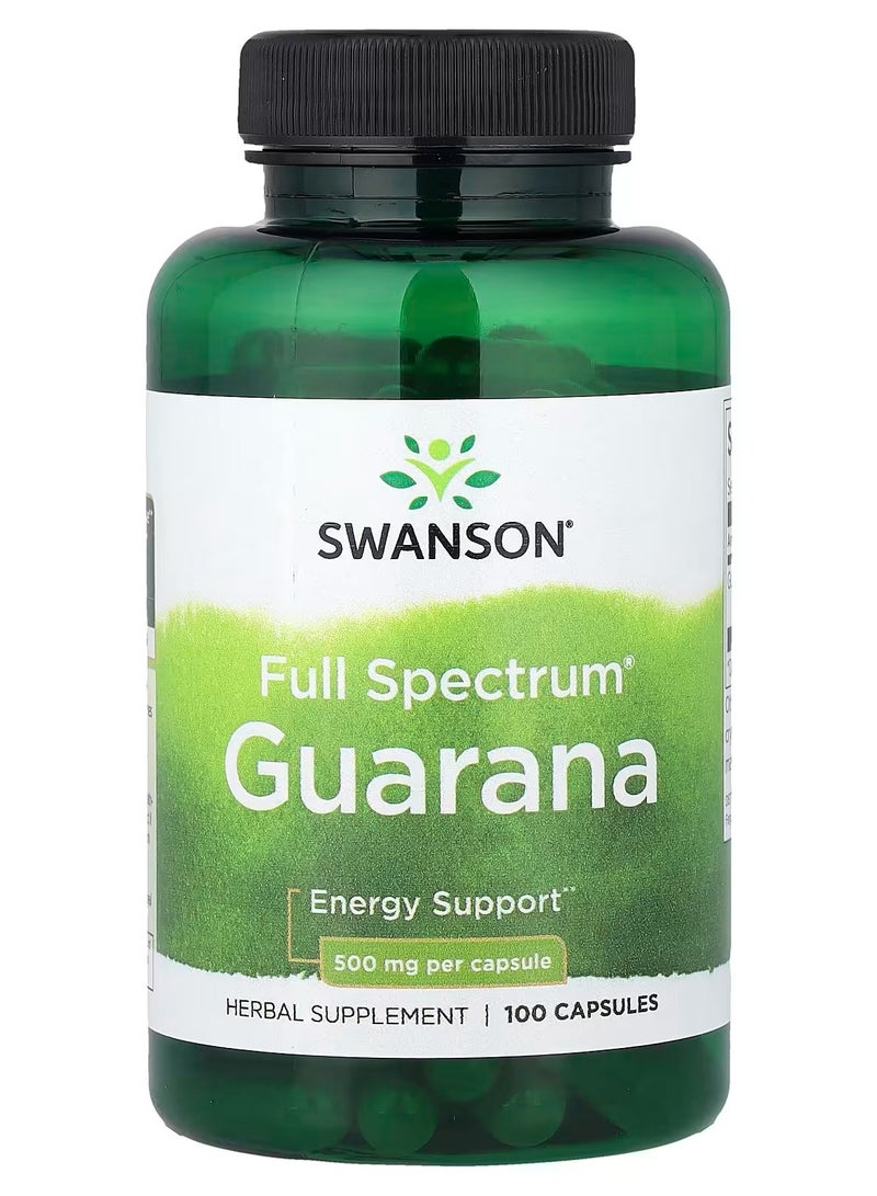 سوانسون، غوارانا كامل الطيف®، 500 ملغ، 100 كبسولة