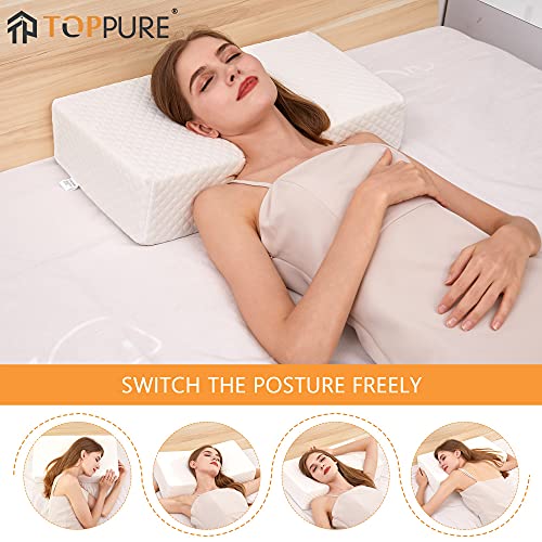 TOPPURE Cube Memory Foam Pillow Pro-Long for Side Sleepers, Snorers (24"/12"/5"), Soft But Supportive Cervical Pillow for Neck and Shoulder Pain Relief Sleeping, Rectangle Neck Pillow,White - Image 4