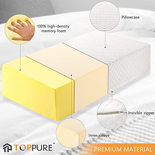 TOPPURE Cube Memory Foam Pillow Pro-Long for Side Sleepers, Snorers (24"/12"/5"), Soft But Supportive Cervical Pillow for Neck and Shoulder Pain Relief Sleeping, Rectangle Neck Pillow,White - Image 2