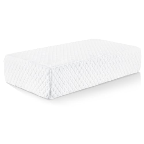 TOPPURE Cube Memory Foam Pillow Pro-Long for Side Sleepers, Snorers (24"/12"/5"), Soft But Supportive Cervical Pillow for Neck and Shoulder Pain Relief Sleeping, Rectangle Neck Pillow,White - Image 1
