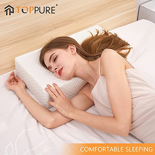 TOPPURE Cube Memory Foam Pillow Pro-Long for Side Sleepers, Snorers (24"/12"/5"), Soft But Supportive Cervical Pillow for Neck and Shoulder Pain Relief Sleeping, Rectangle Neck Pillow,White - Image 5
