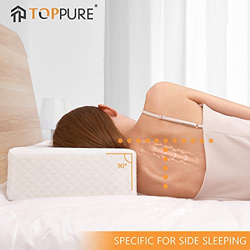 TOPPURE Cube Memory Foam Pillow Pro-Long for Side Sleepers, Snorers (24"/12"/5"), Soft But Supportive Cervical Pillow for Neck and Shoulder Pain Relief Sleeping, Rectangle Neck Pillow,White - Image 3