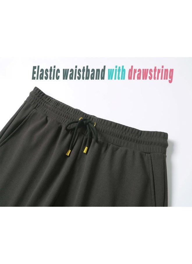 Redqenting - Mens 8" Casual Sweat Shorts with Pockets,Drawstring Athletic Shorts Waffle Lounge Summer Shorts (Size28~40) Charcoal Grey - Image 1