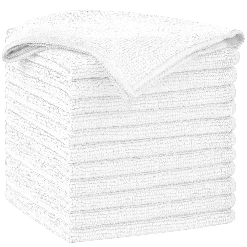 AIDEA Microfiber Cleaning Cloth12PK Soft Microfiber Towels for Cars Absorbent Cleaning Rags LintFree StreakFree Wash Cloths for House Kitchen Window12inx12in White - Image 2